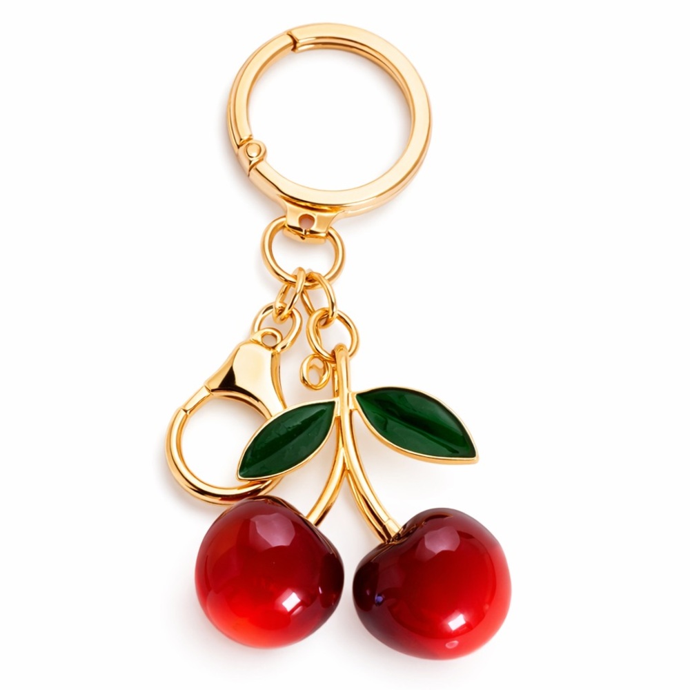 Pink Cherries Gold Key Chain/Bag Charm